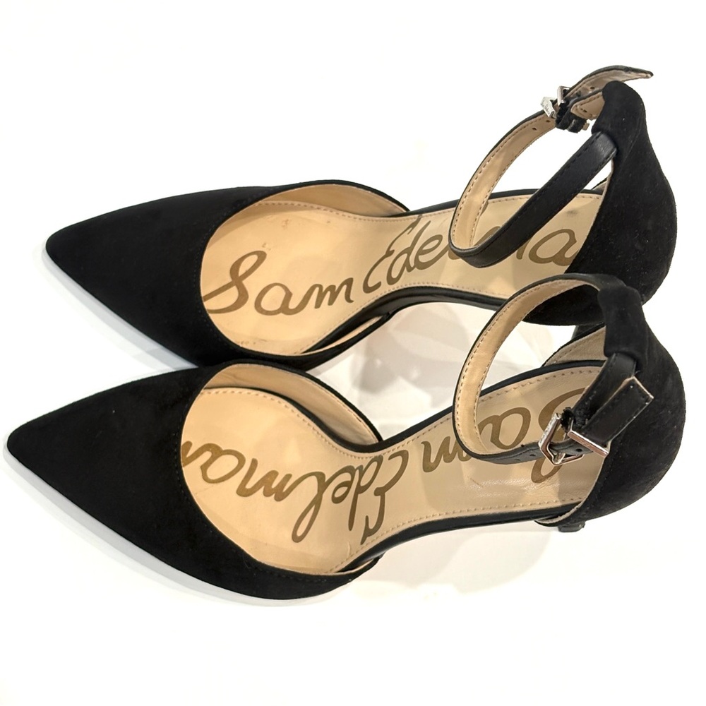Sam Edelman Black Pointed Toe Ankle Strap Heels